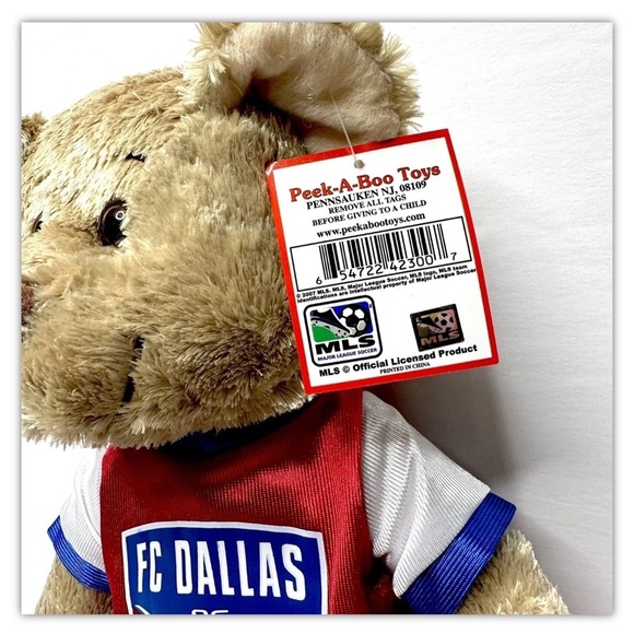 New 2007 Peek A Boo MLS FC Dallas 96 Soccer Plush Stuffed Bear Toy Tag Attached - Picture 2 of 7